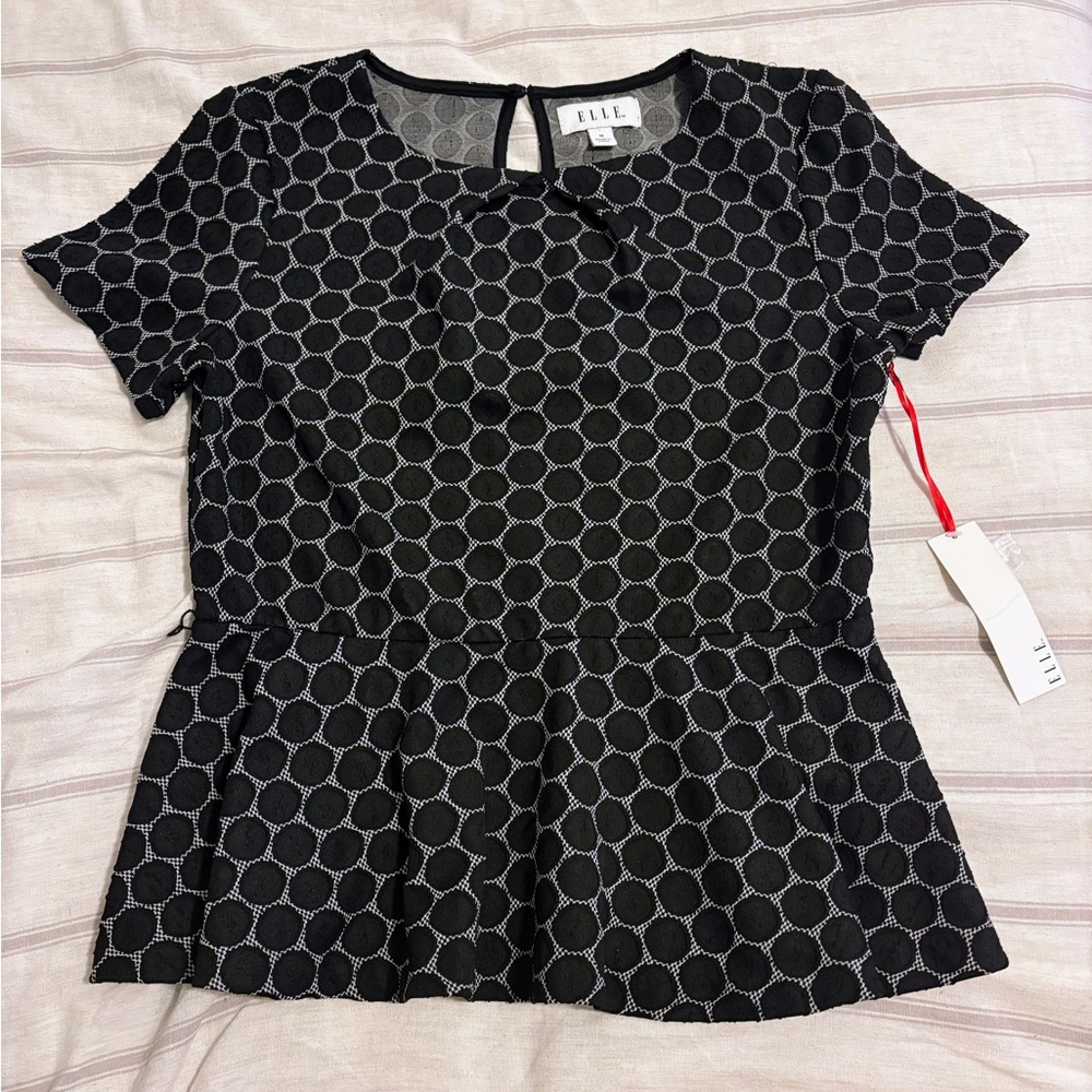 Elle Black and Gray Geometric Women's Blouse